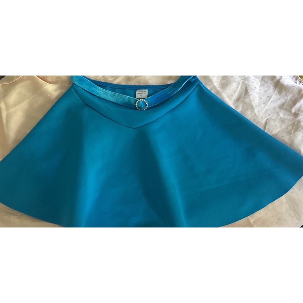 Weissman Dance Skirt Chenille Belt Faux Rhinestone Teal Balletcore Girl's Sz MC